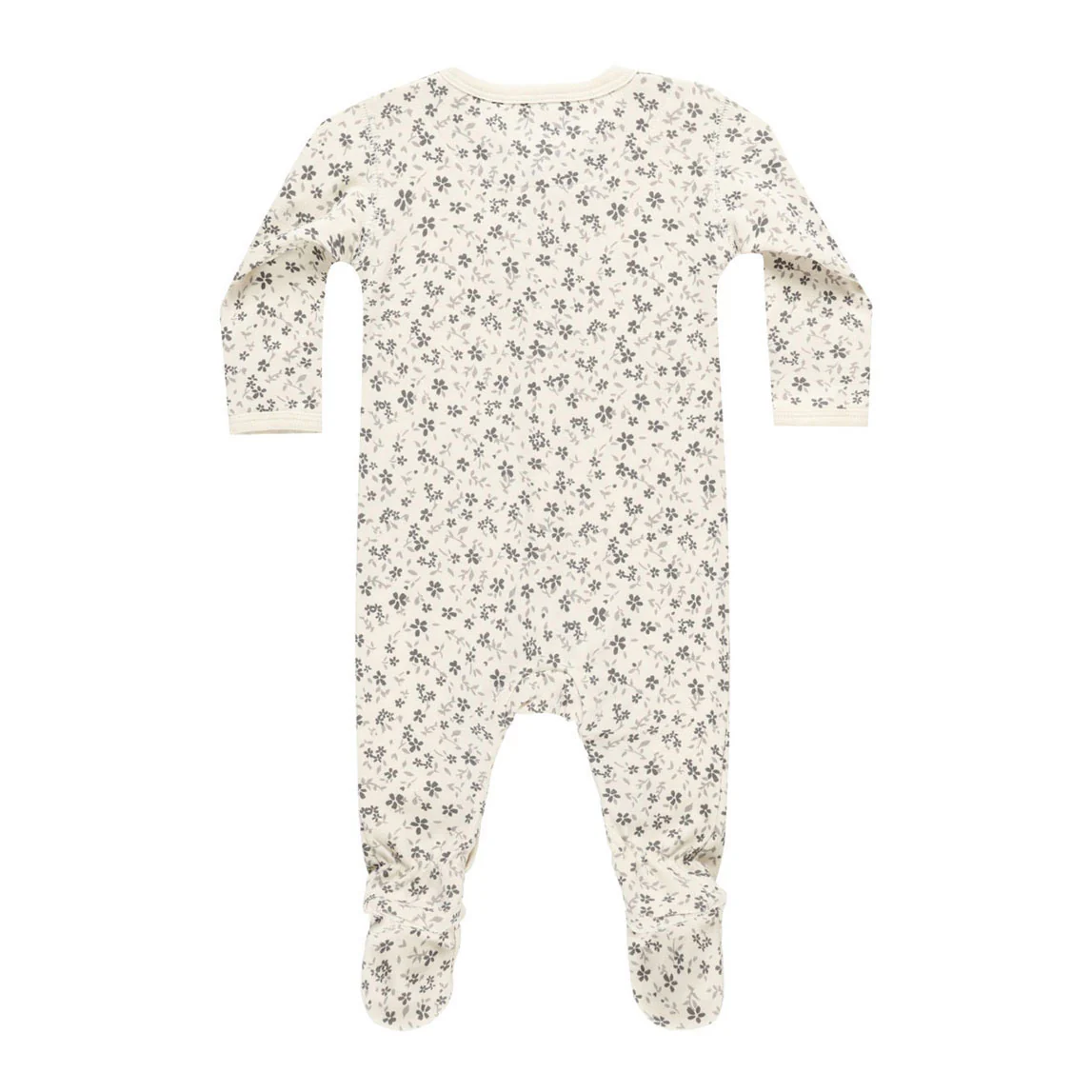 Quincy Mae Blue Foral Full Snap Footie - Image 2