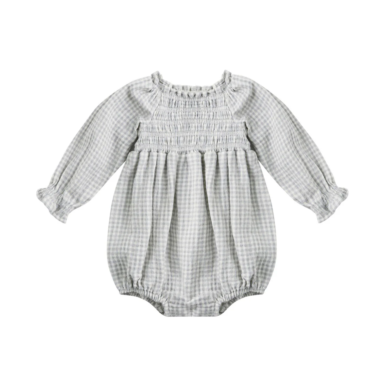 Quincy Mae Blue Gingham Eden Romper