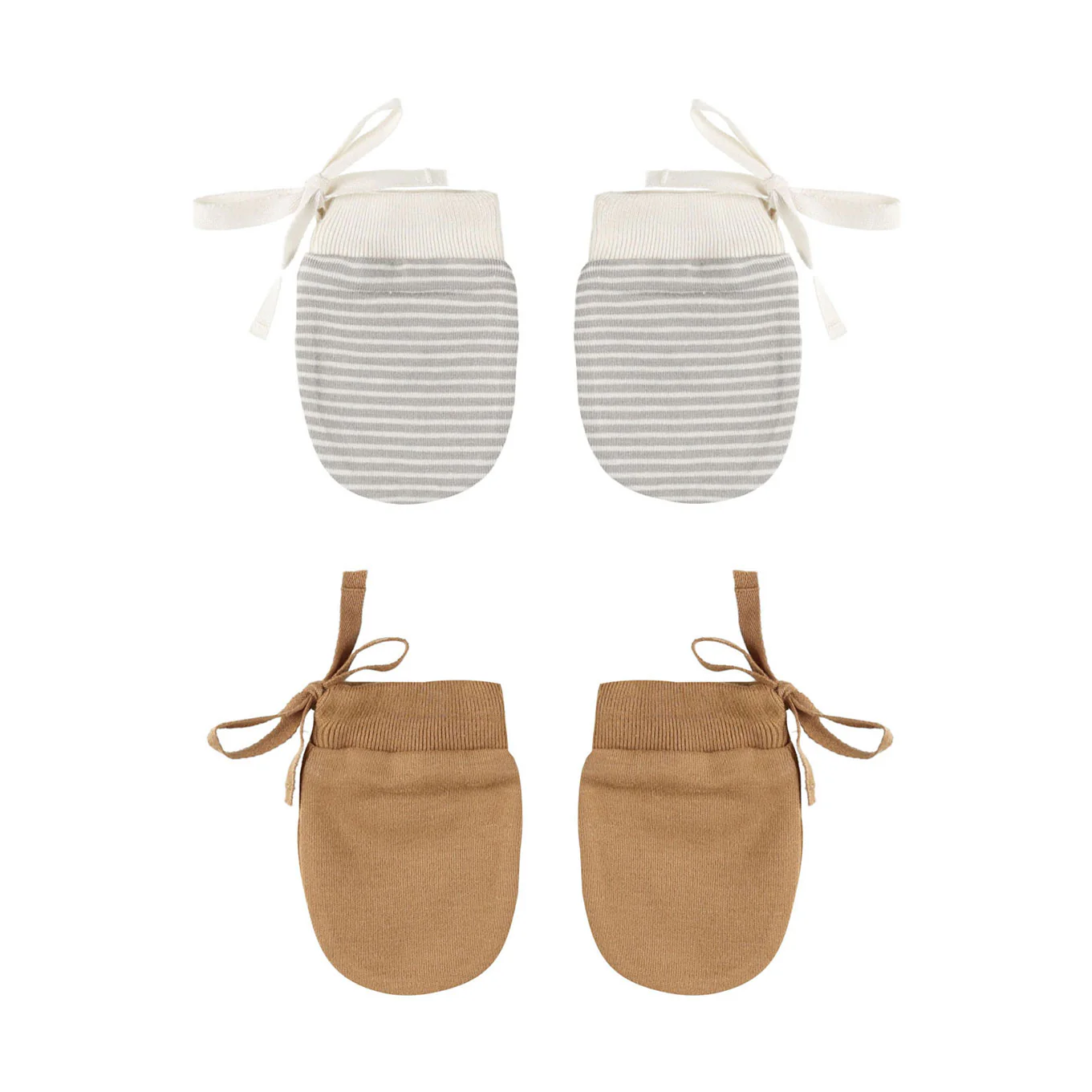 Quincy Mae  Blue Micro Stripe, Golden No Scratch Mittens  Set