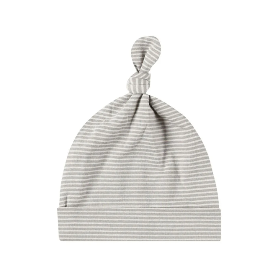 Quincy Mae Blue Micro Stripe Knotted Baby hat