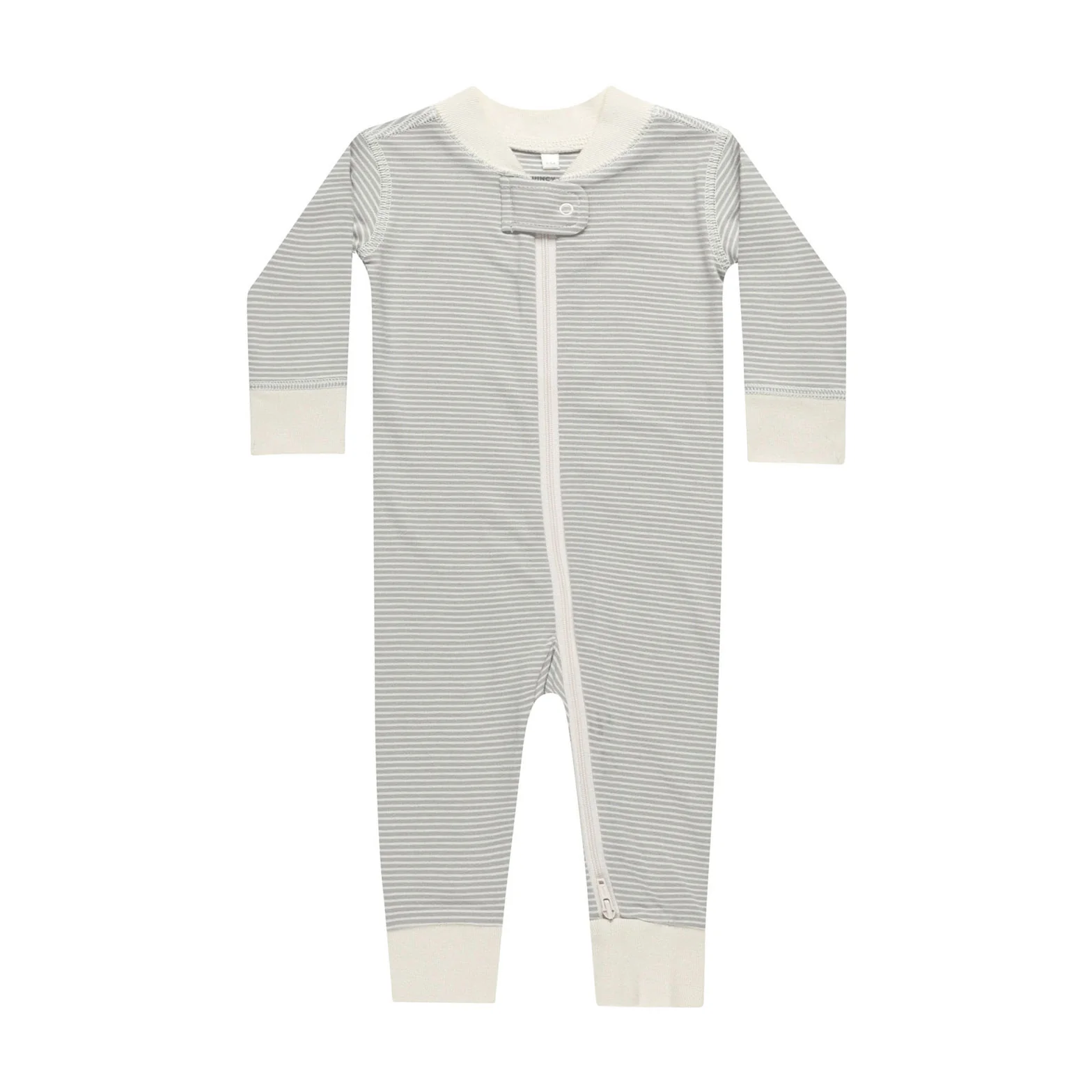 Quincy Mae Blue Micro Stripe Zip Long Sleeve Sleeper