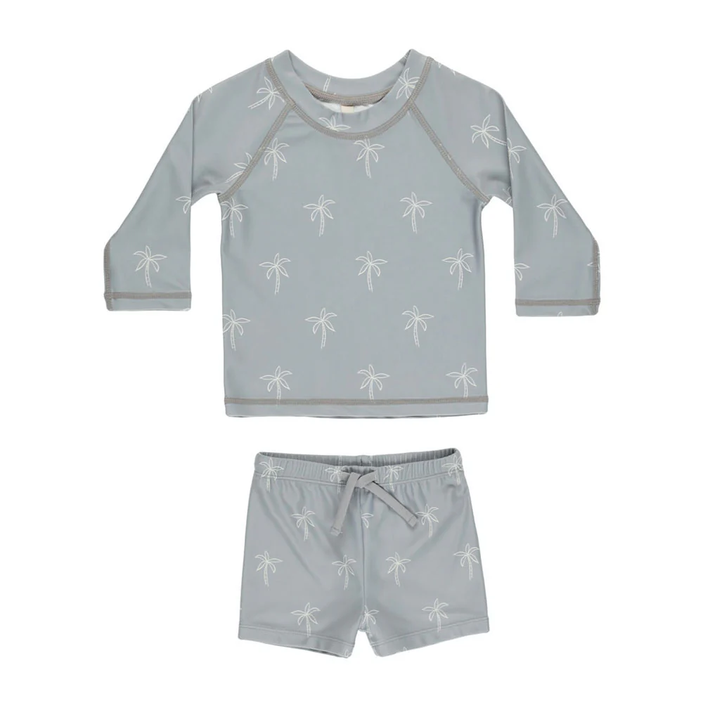 Quincy Mae Blue Palms Finn Rash guard + Short Set