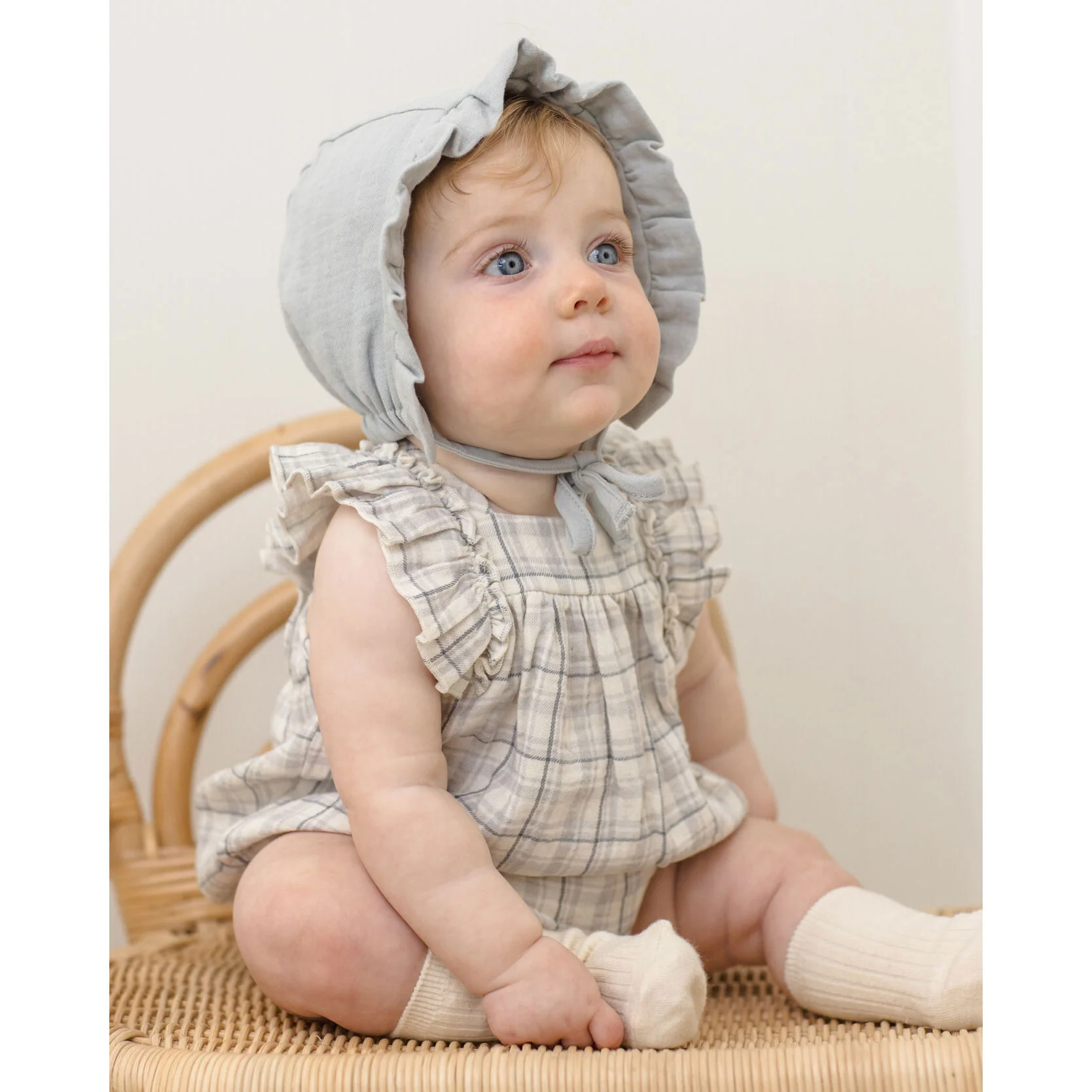 Quincy Mae Blue Plaid Maya Romper - Image 2