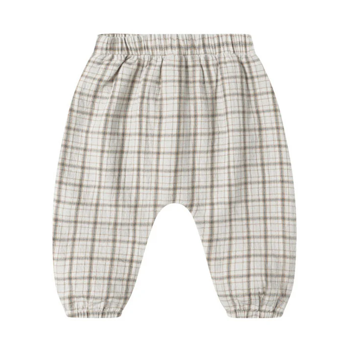 Quincy Mae Blue Plaid Woven Pant