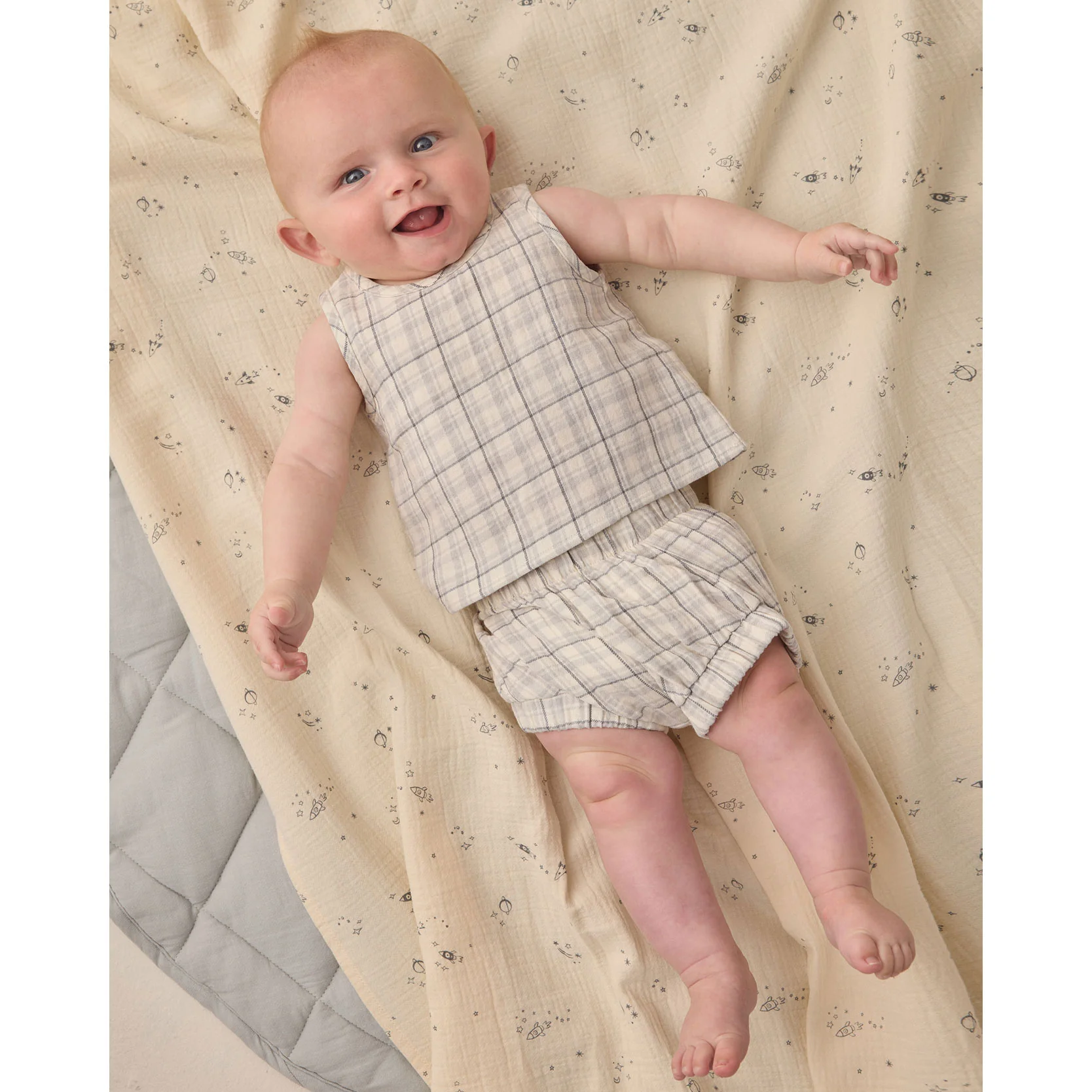 Quincy Mae Blue Plaid Woven Tank Set - Image 2