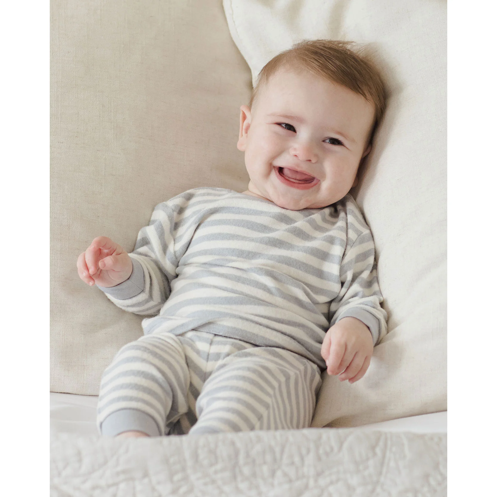Quincy Mae Blue Stripe Cozy Set - Image 2