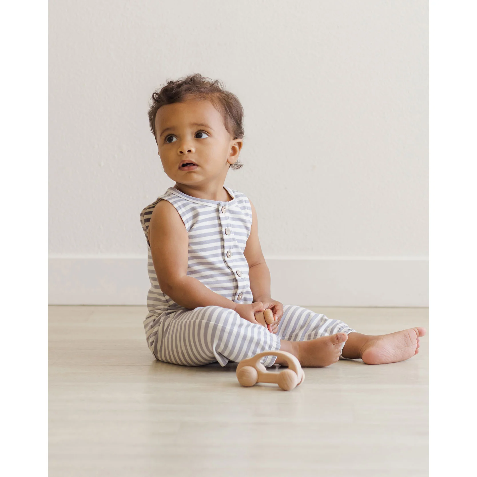 Quincy Mae Blue Stripe Sleeveless Jumpsuit - Image 2