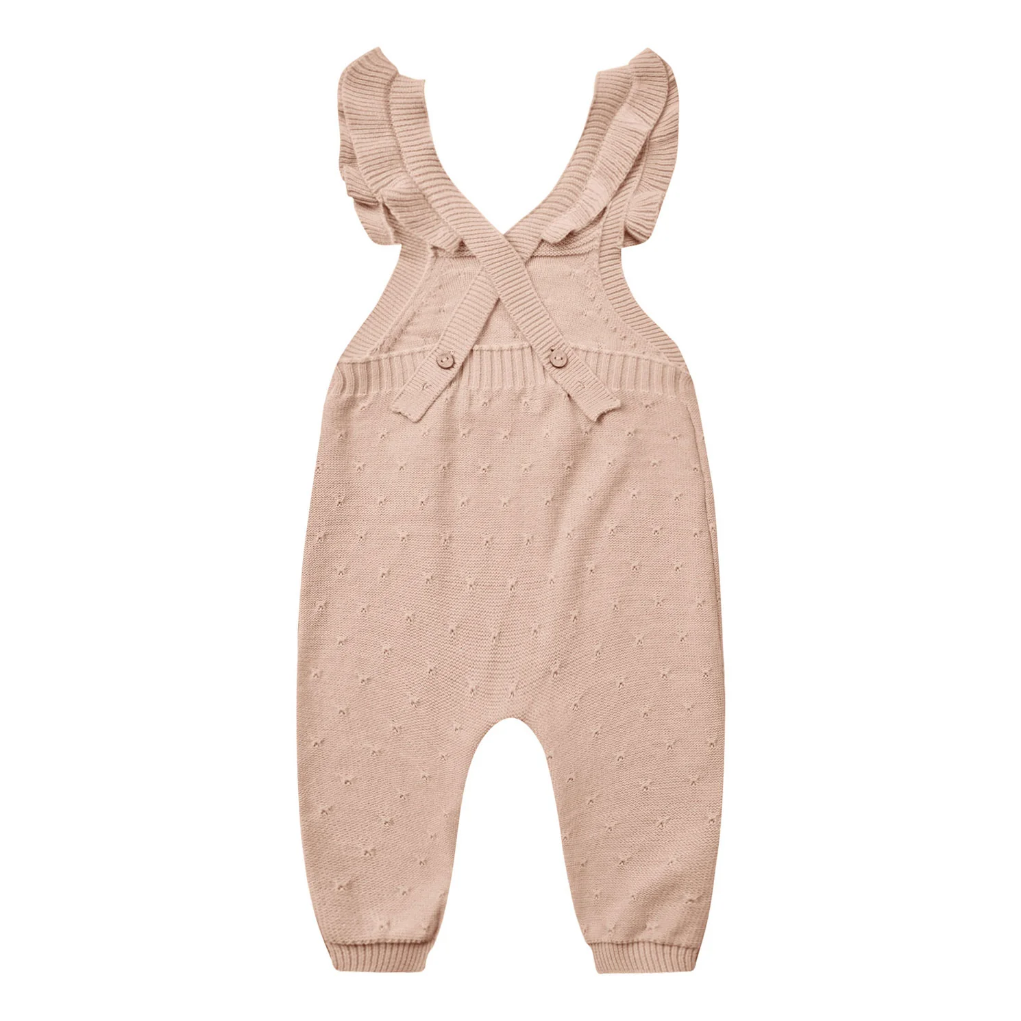 Quincy Mae Blush Pointelle Knit Overalls - Image 2