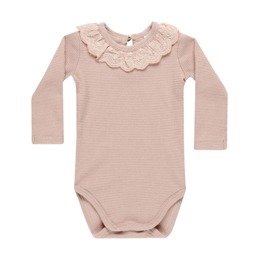 Quincy Mae Blush Ruffle Collar Bodysuit