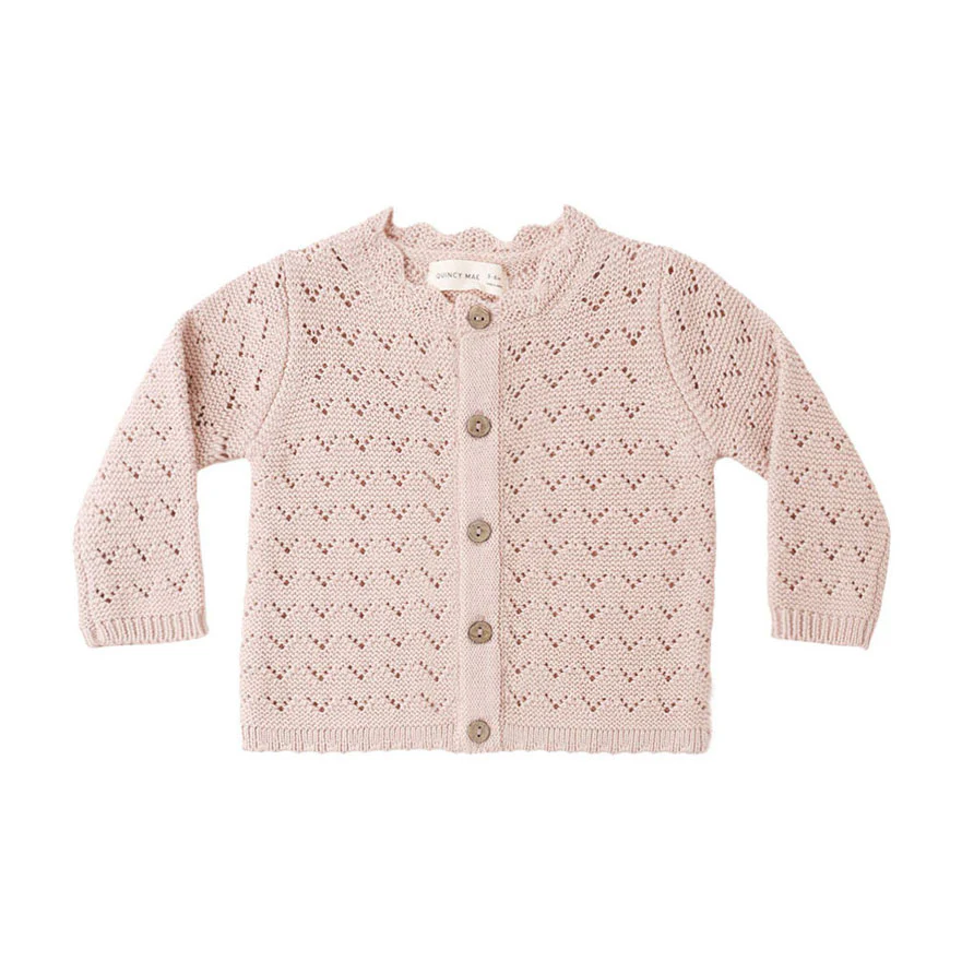 Quincy Mae Blush Scalloped Cardigan
