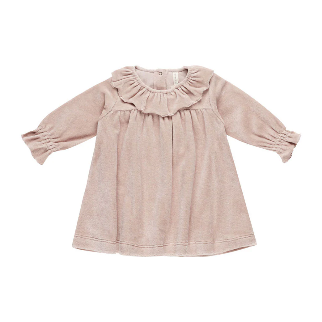 Quincy Mae Blush Velour Baby Dress