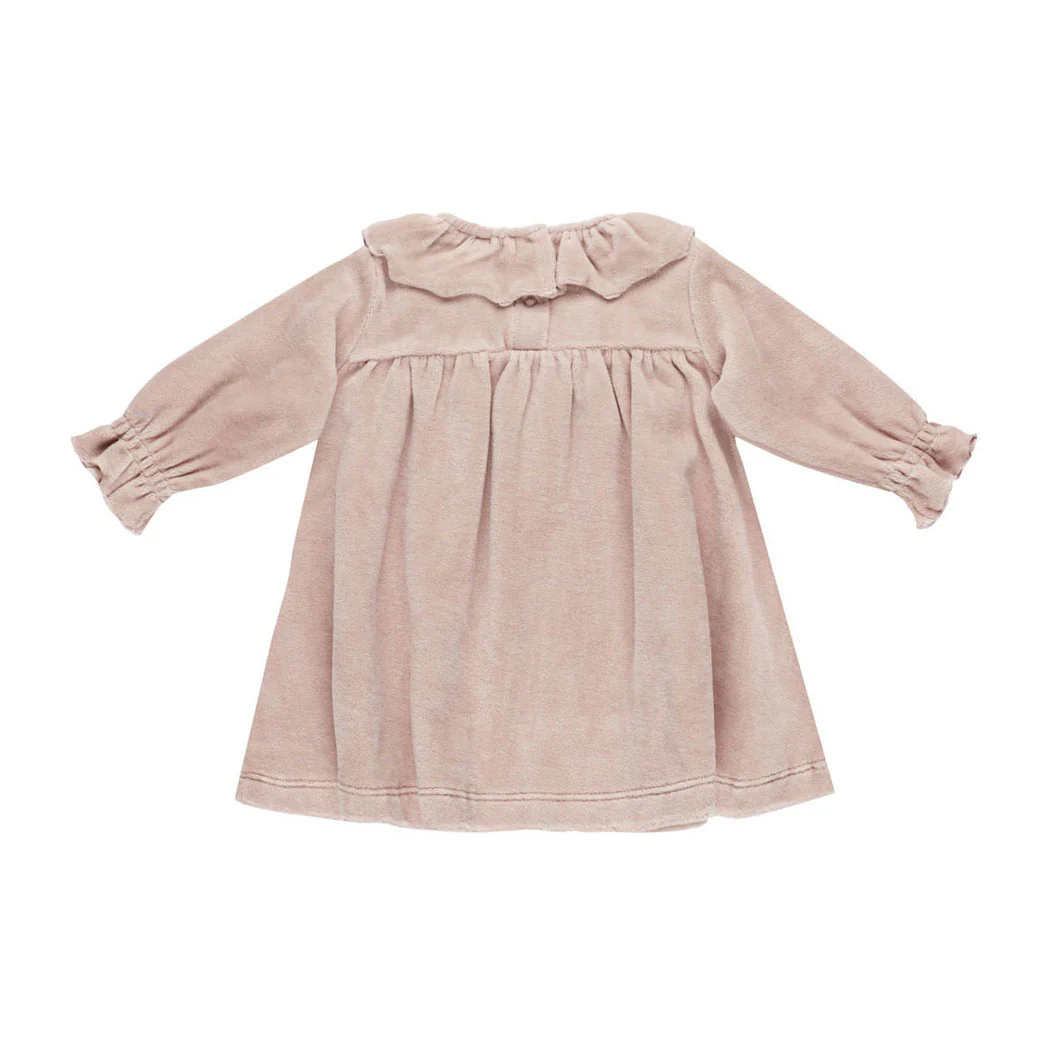 Quincy Mae Blush Velour Baby Dress - Image 2