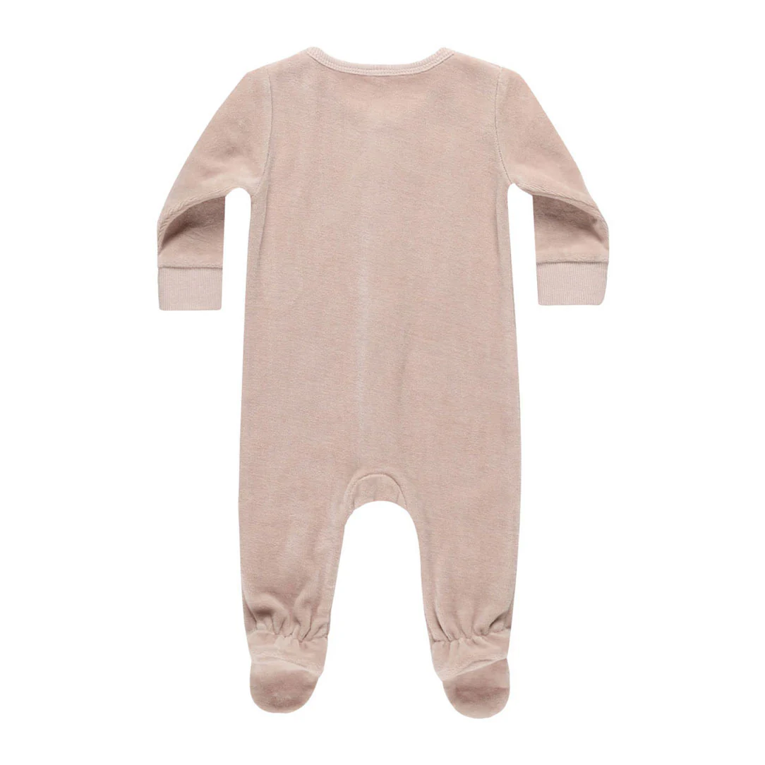 Quincy Mae Blush Velour Hidden Snap Footie - Image 2