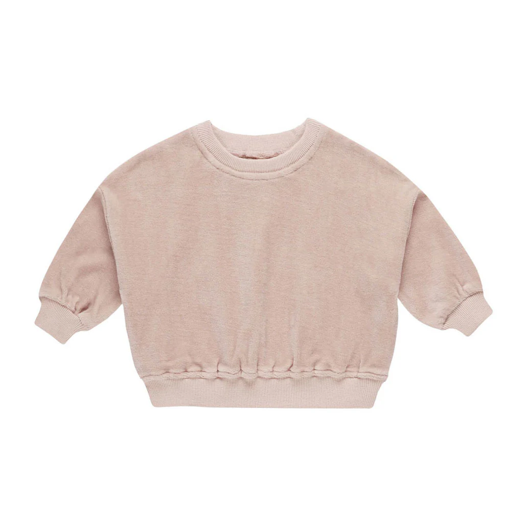 Quincy Mae Blush Velour Relaxed Sweatshirt