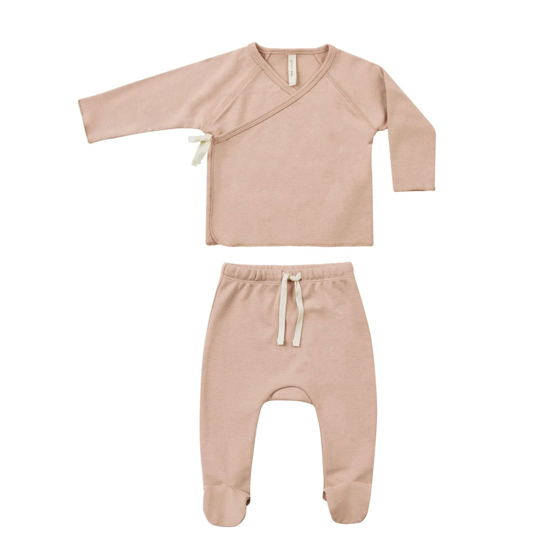 Quincy Mae Blush Wrap Top + Footed Pant Set