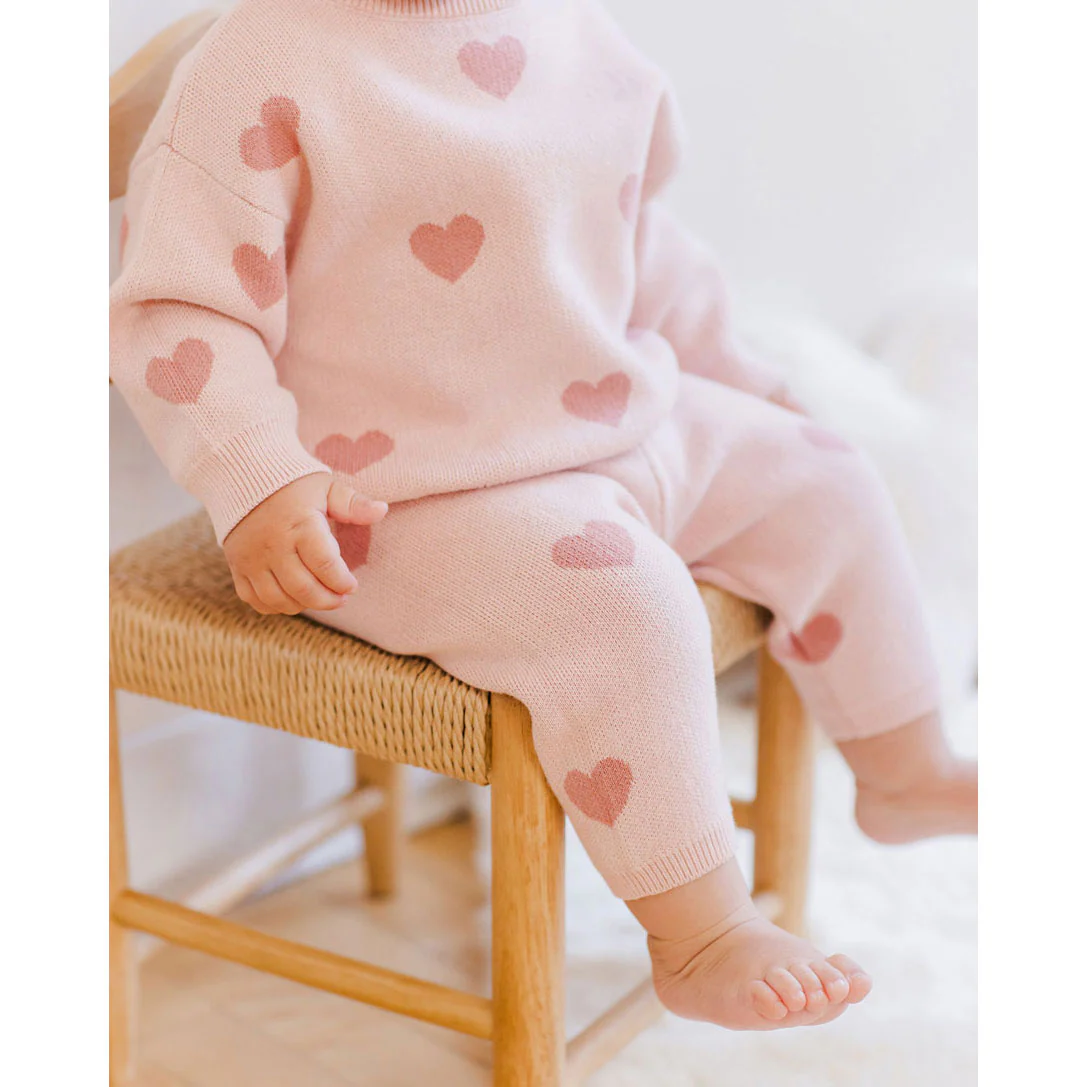 Quincy Mae Bubble Gum Heart Knit Pants - Image 2
