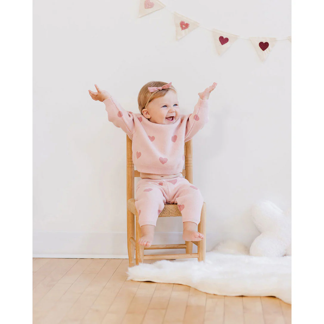 Quincy Mae Bubble Gum Heart Knit Pants - Image 3