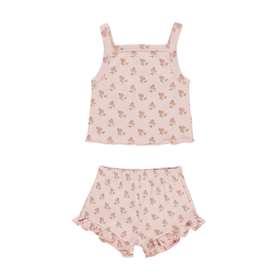 Quincy Mae Bubble Gum Roses Evie Tank + Shortie Set
