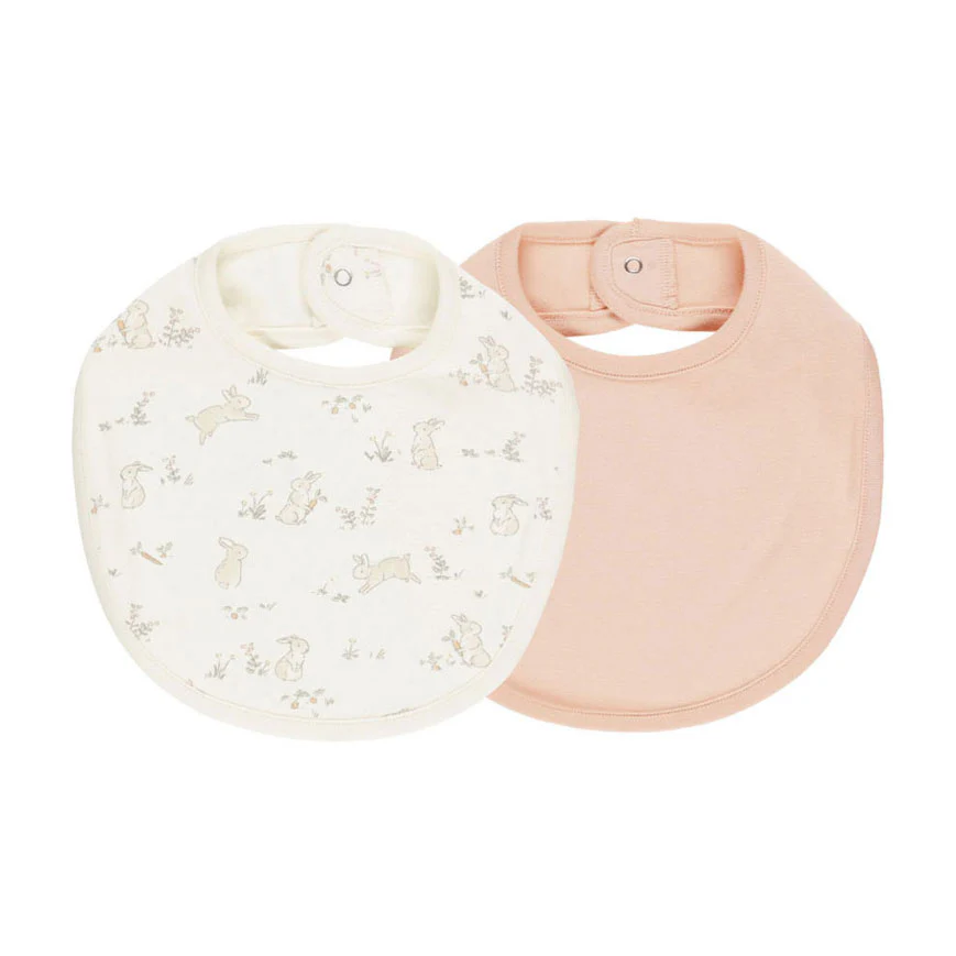 Quincy Mae Bunnies, Melon Jersey Snap Bib, 2 Pack