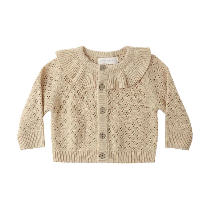 Quincy Mae Butterscotch Ruffle Collar Cardigan
