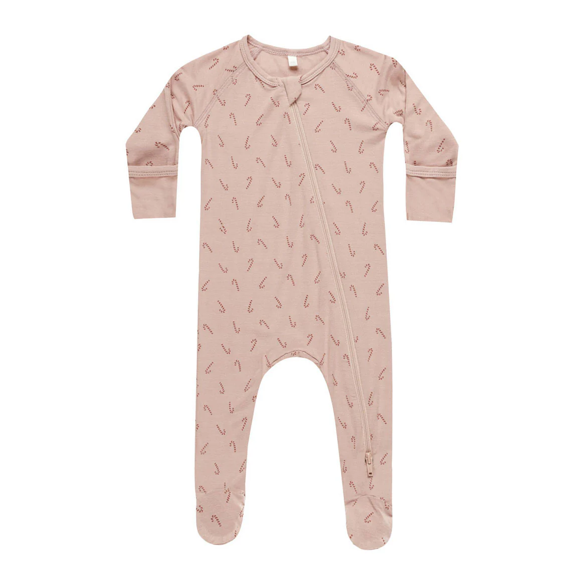 Quincy Mae Candy Cane Bamboo Zip Footie