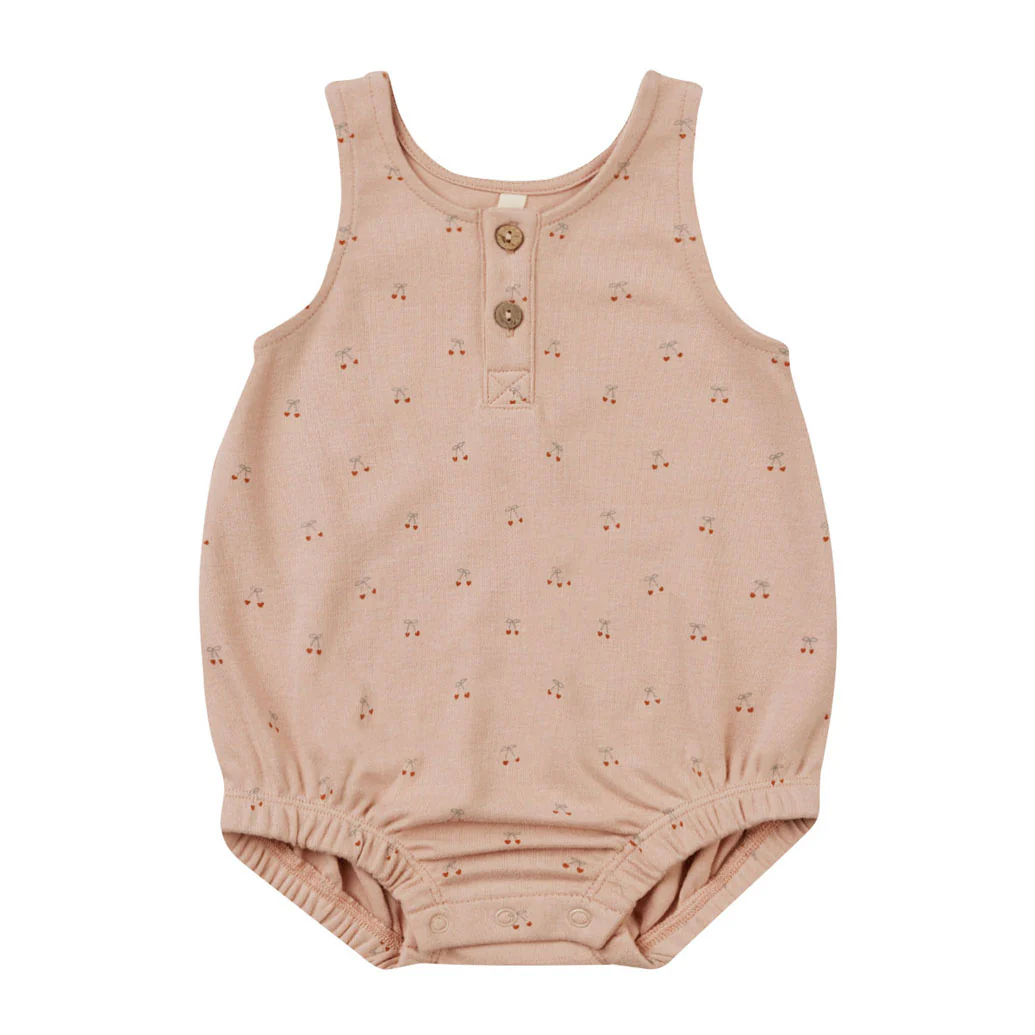 Quincy Mae Cherries Sleeveless Bubble Romper