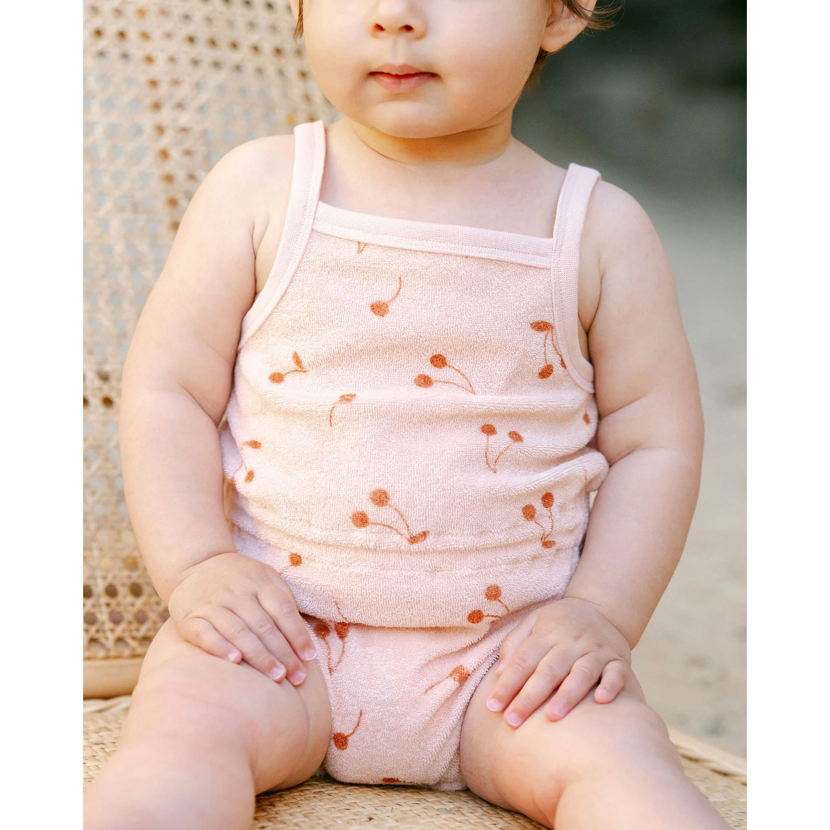 Quincy Mae Cherries Terry Cinch Romper - Image 2