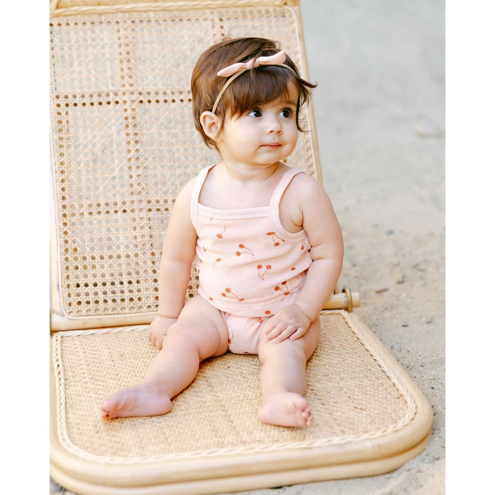 Quincy Mae Cherries Terry Cinch Romper - Image 3