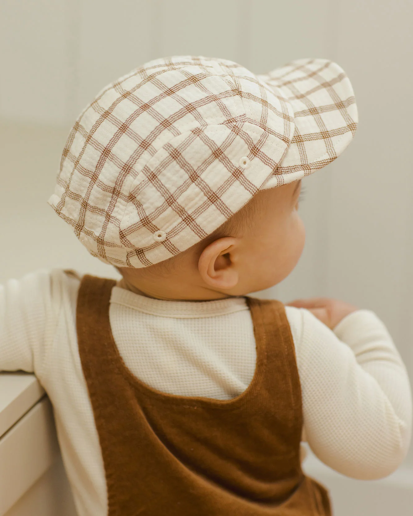 Quincy Mae Cinnamon Check Baby Cap - Image 4