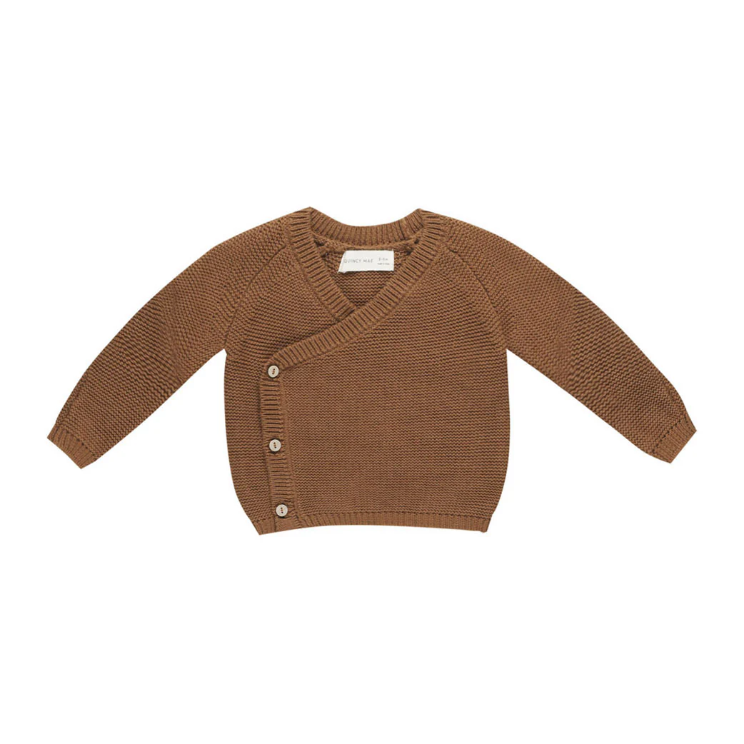 Quincy Mae Cinnamon Knit Wrap Top