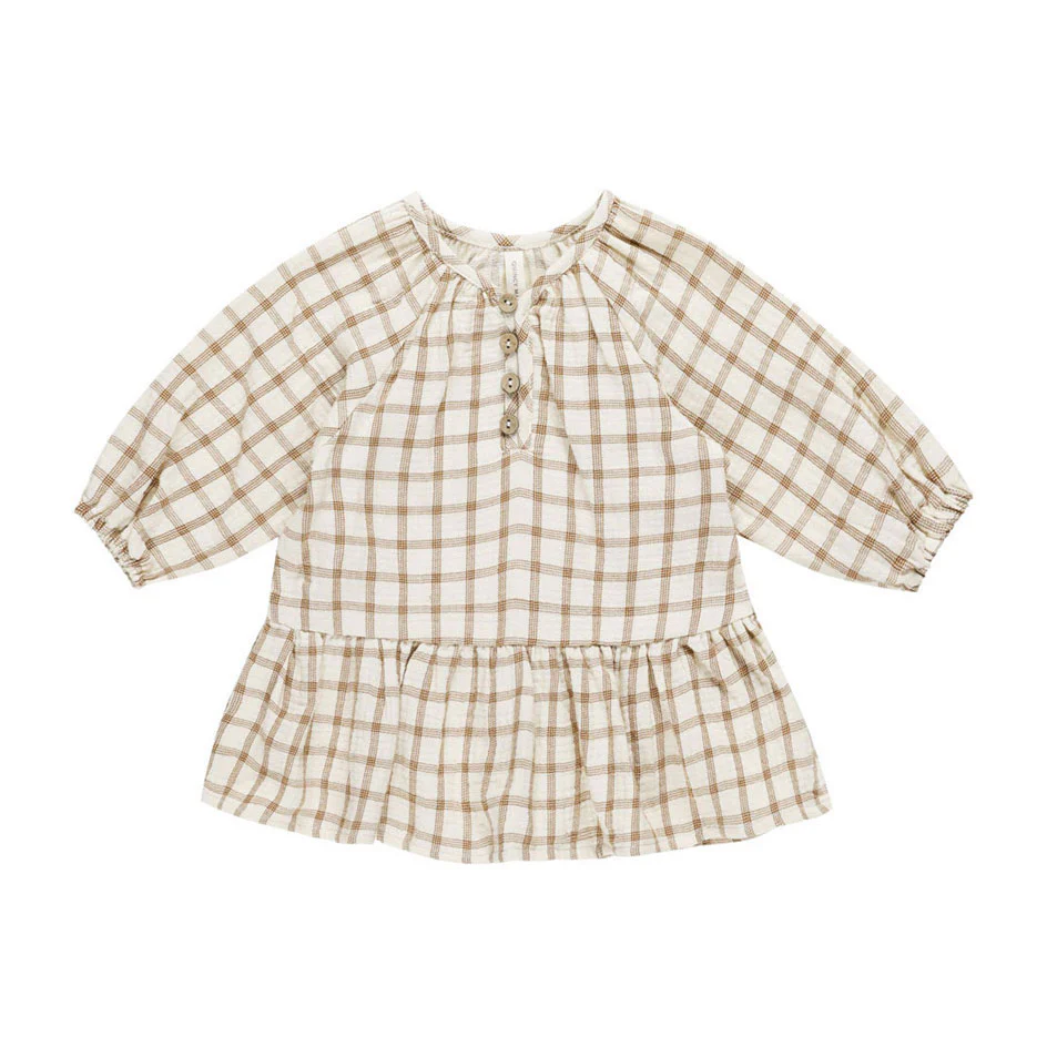 Quincy Mae Cinnamon Plaid Lany Dress