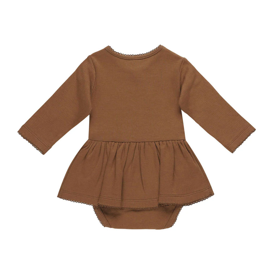 Quincy Mae Cinnamon Pointelle Skirted Bodysuit - Image 2