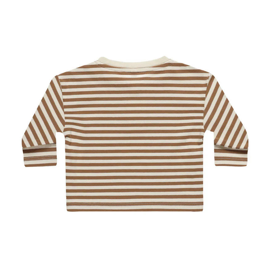 Quincy Mae Cinnamon Stripe Long Sleeve Henley Tee - Image 2