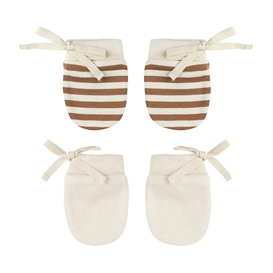 Quincy Mae Cinnamon Stripe, Natural No Scratch Mittens