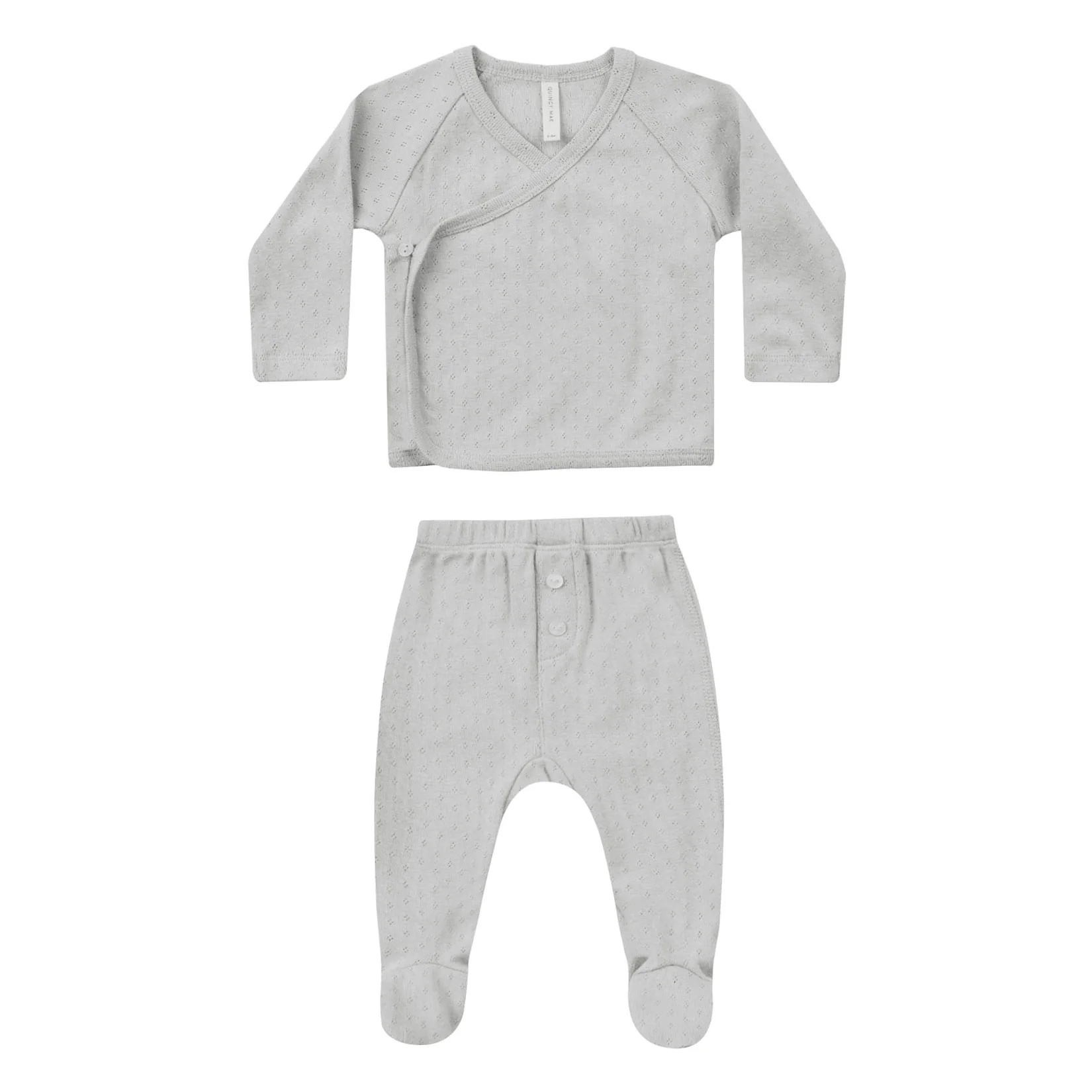 Quincy Mae Cloud Pointelle Wrap Top + Footed Pant