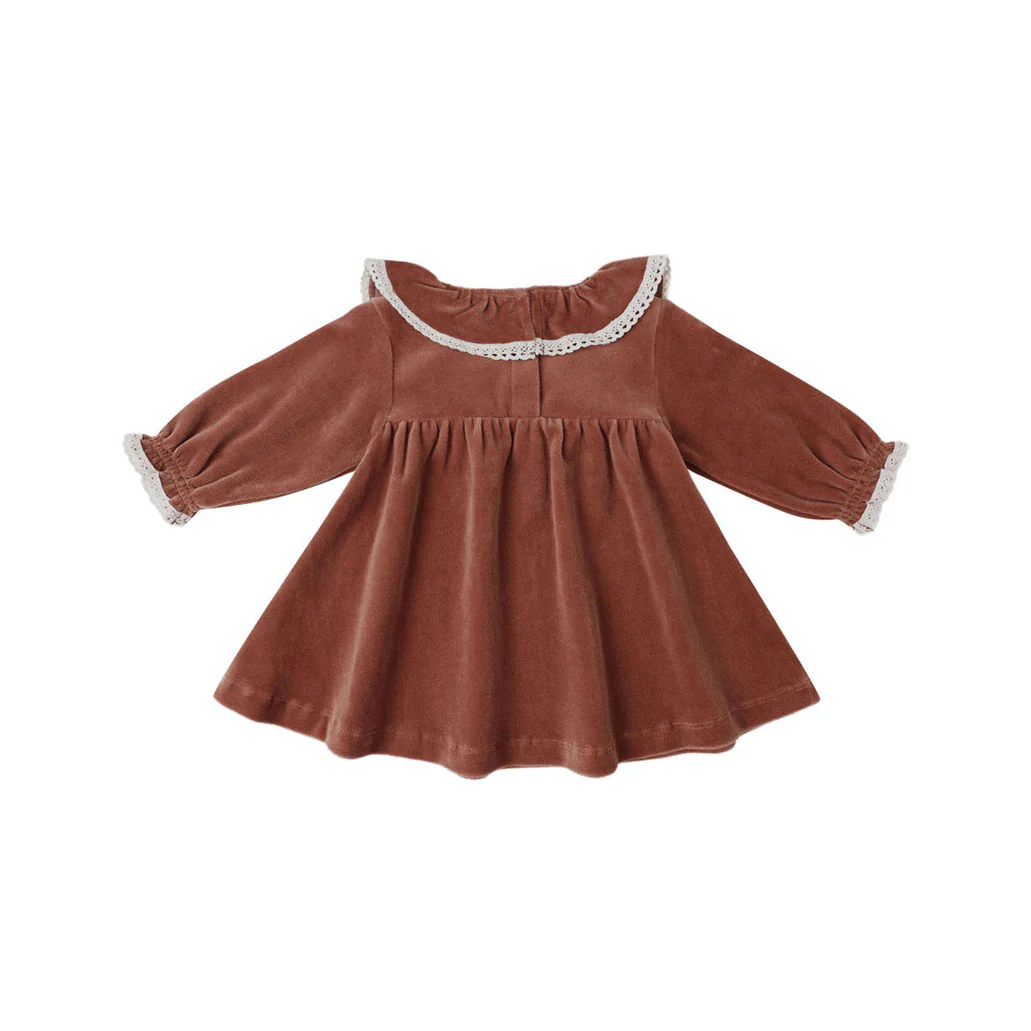 Quincy Mae Cranberry Velour Baby Dress - Image 2
