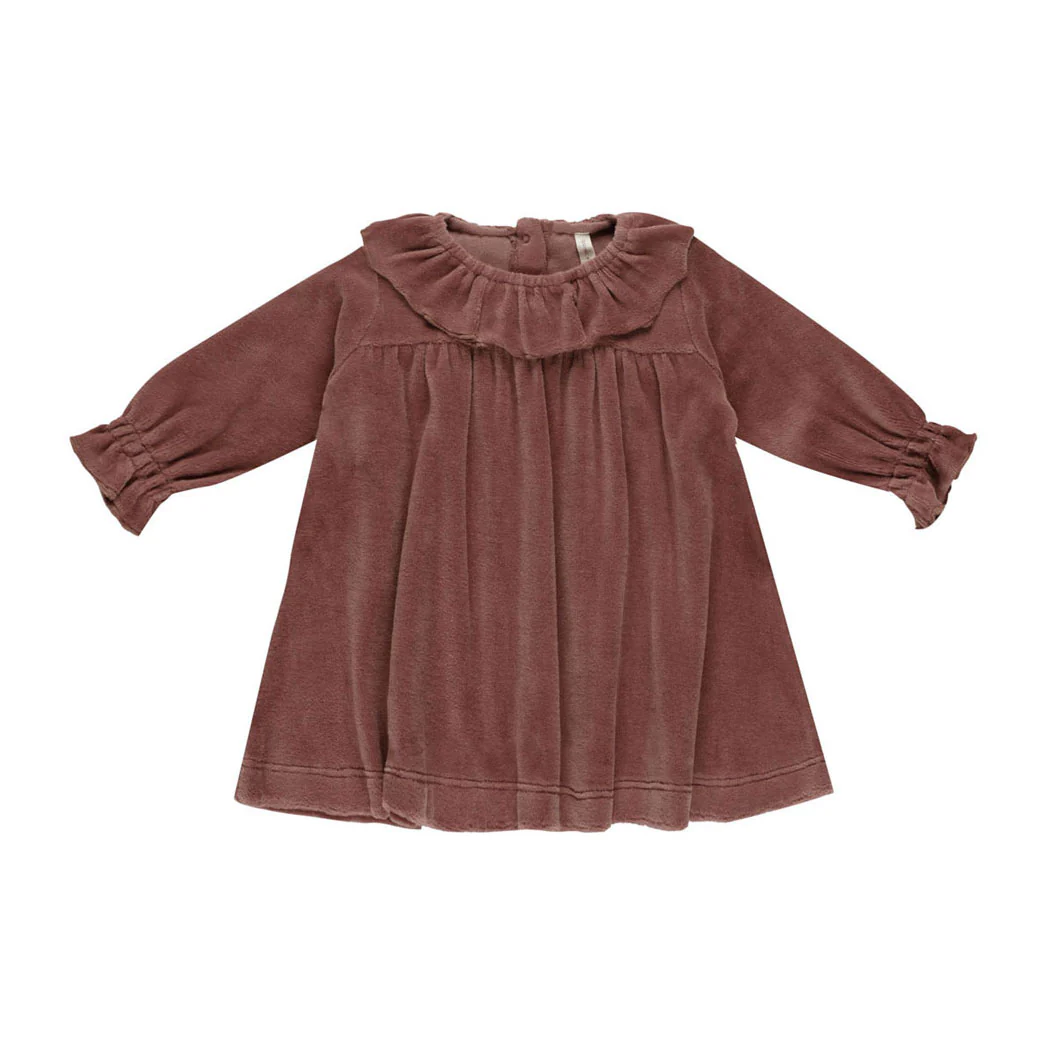 Quincy Mae Cranberry Velour Baby Dress
