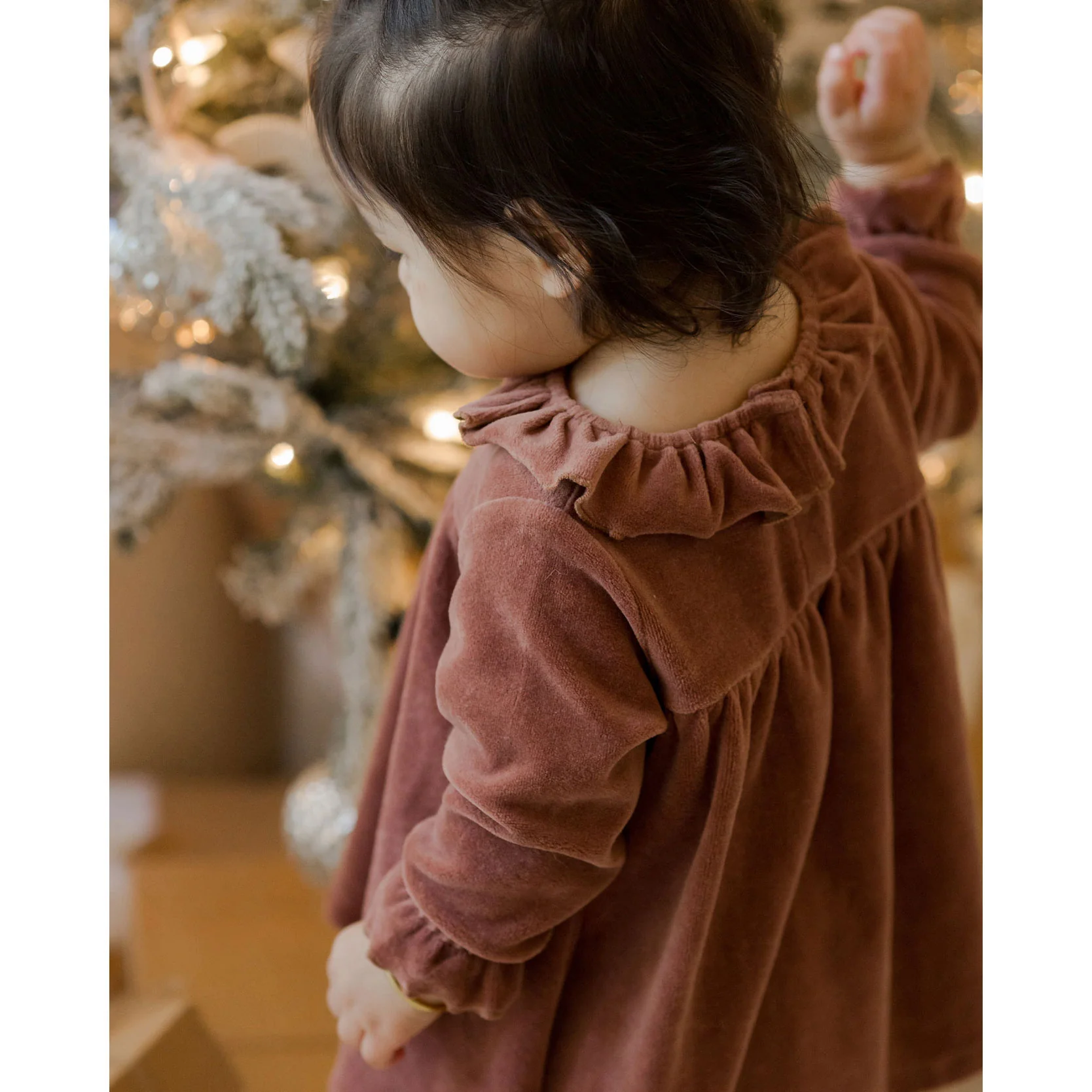 Quincy Mae Cranberry Velour Baby Dress - Image 3