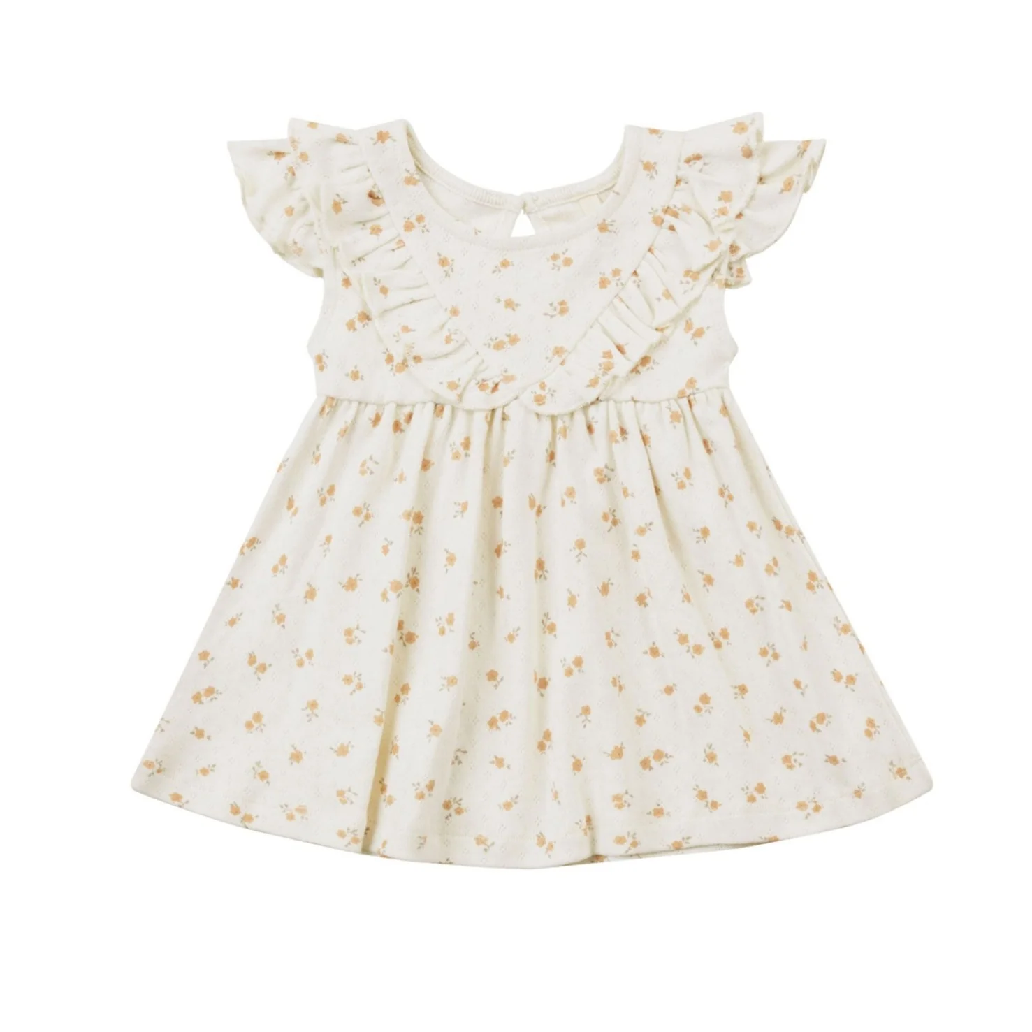 Quincy Mae Ditsy Melon Sleeveless Ruffle V Dress