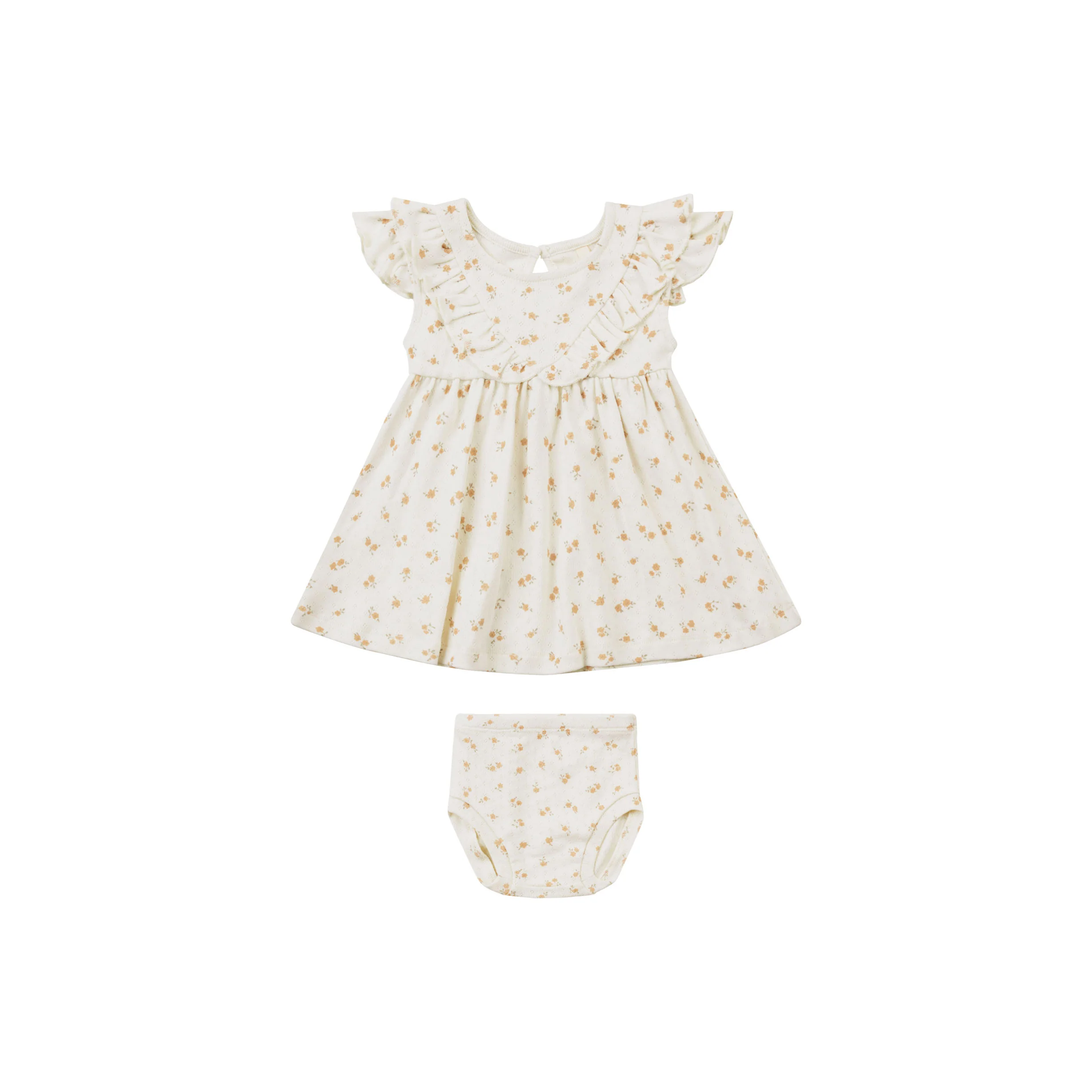 Quincy Mae Ditsy Melon Sleeveless Ruffle V Dress - Image 3
