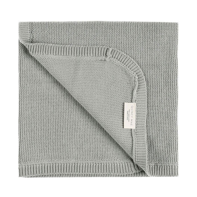 Quincy Mae Dusty Blue Knit Baby Blanket - Image 2