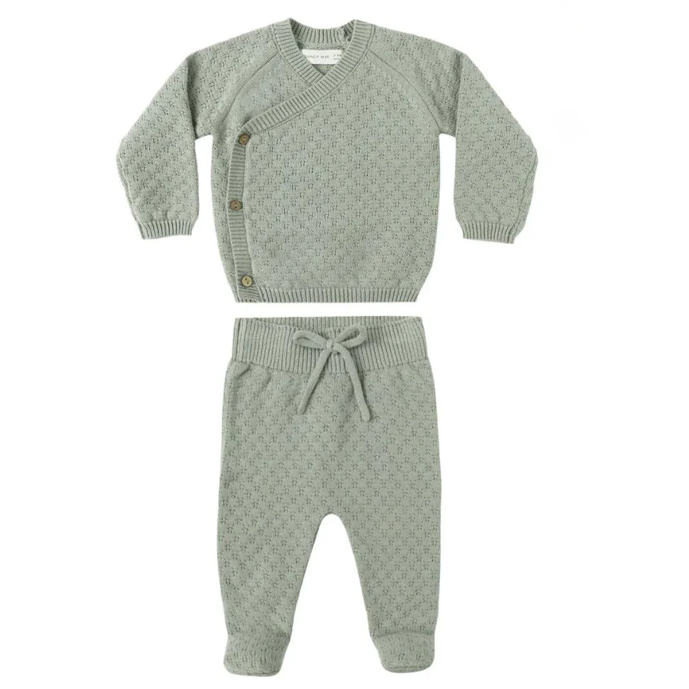 Quincy Mae Fern Knit Wrap Top + Pant Set