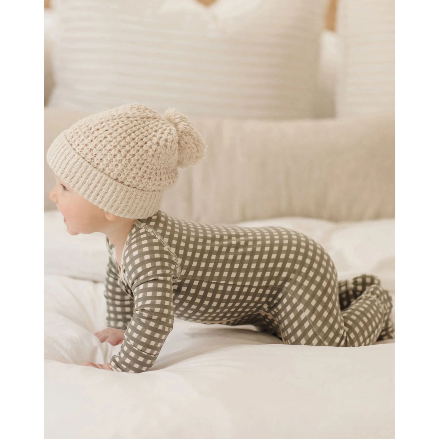 Quincy Mae Forest Check Bamboo Zip Footie - Image 3