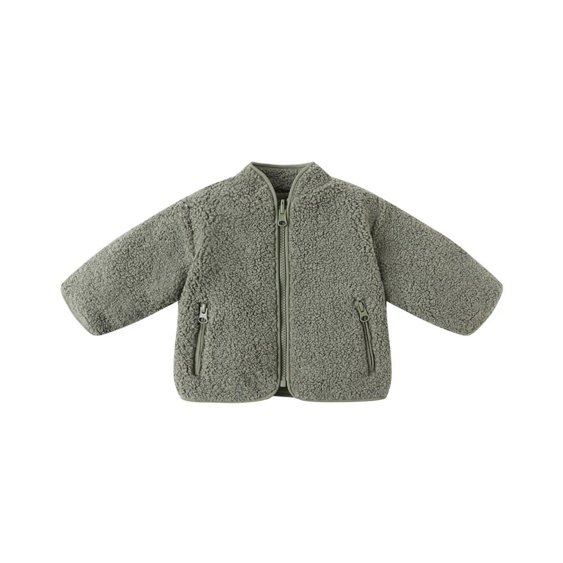 Quincy Mae Forest Shearling Zip Jacket