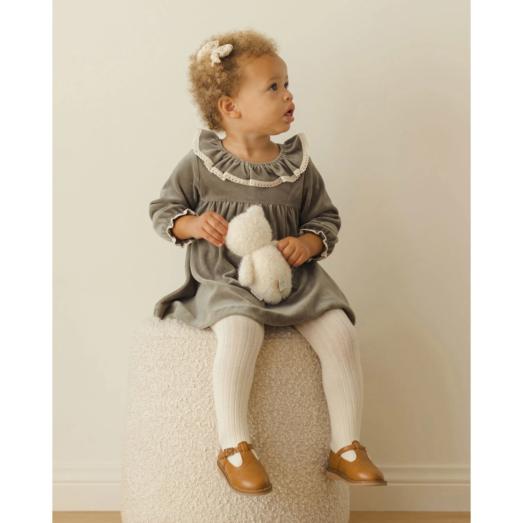Quincy Mae Forest Velour Baby Dress - Image 2