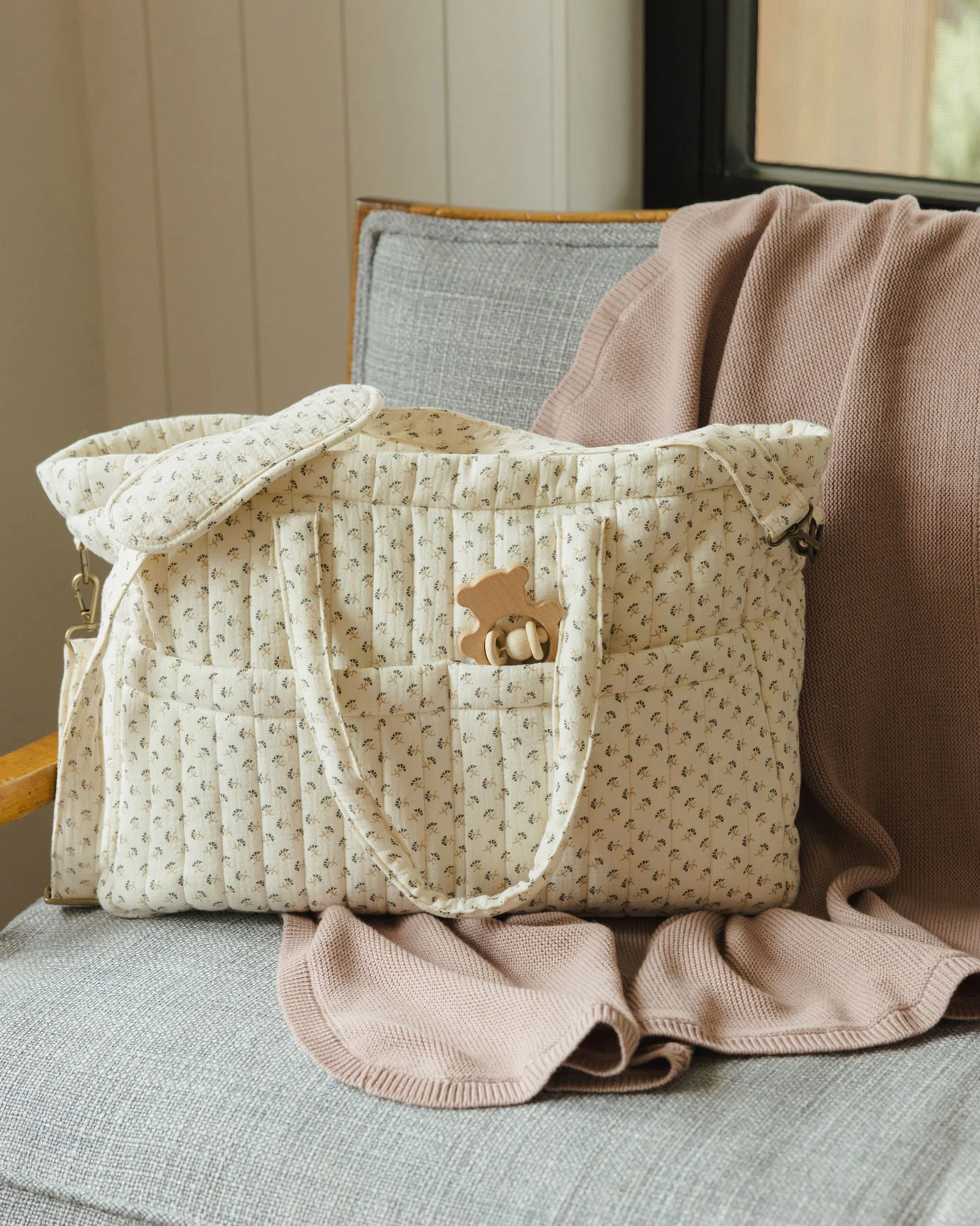 Quincy Mae French Flora Diaper Bag - Image 2