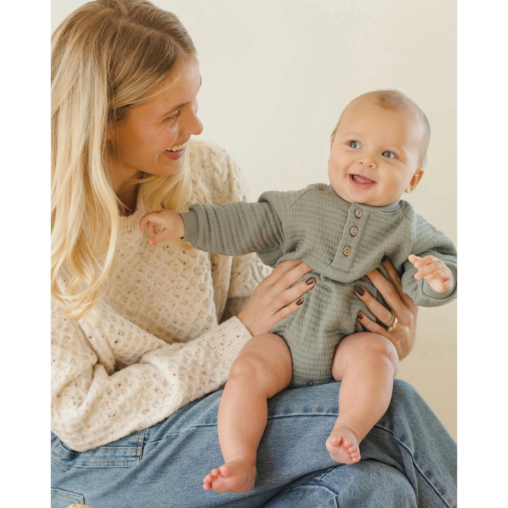 Quincy Mae Frost Henley Bubble Romper - Image 2