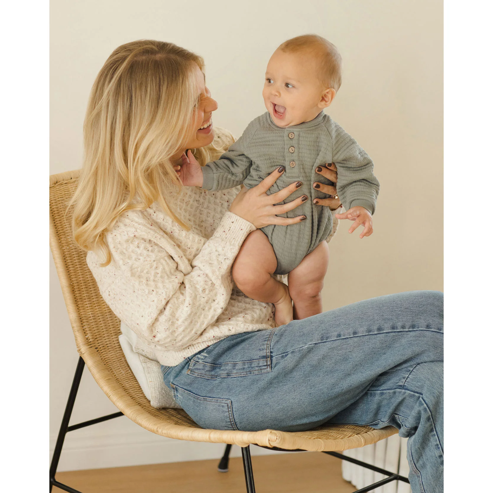 Quincy Mae Frost Henley Bubble Romper - Image 3