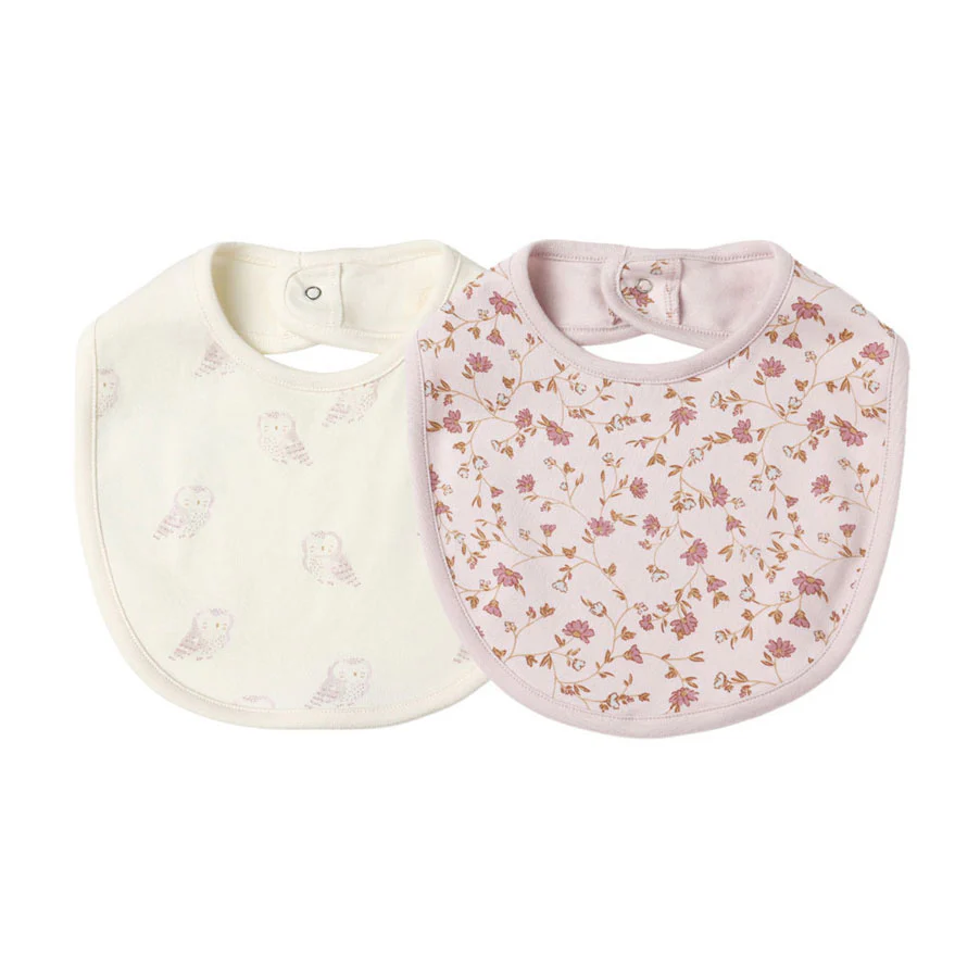 Quincy Mae Garden, Snow Owls Jersey Snap Bib, 2 Pack