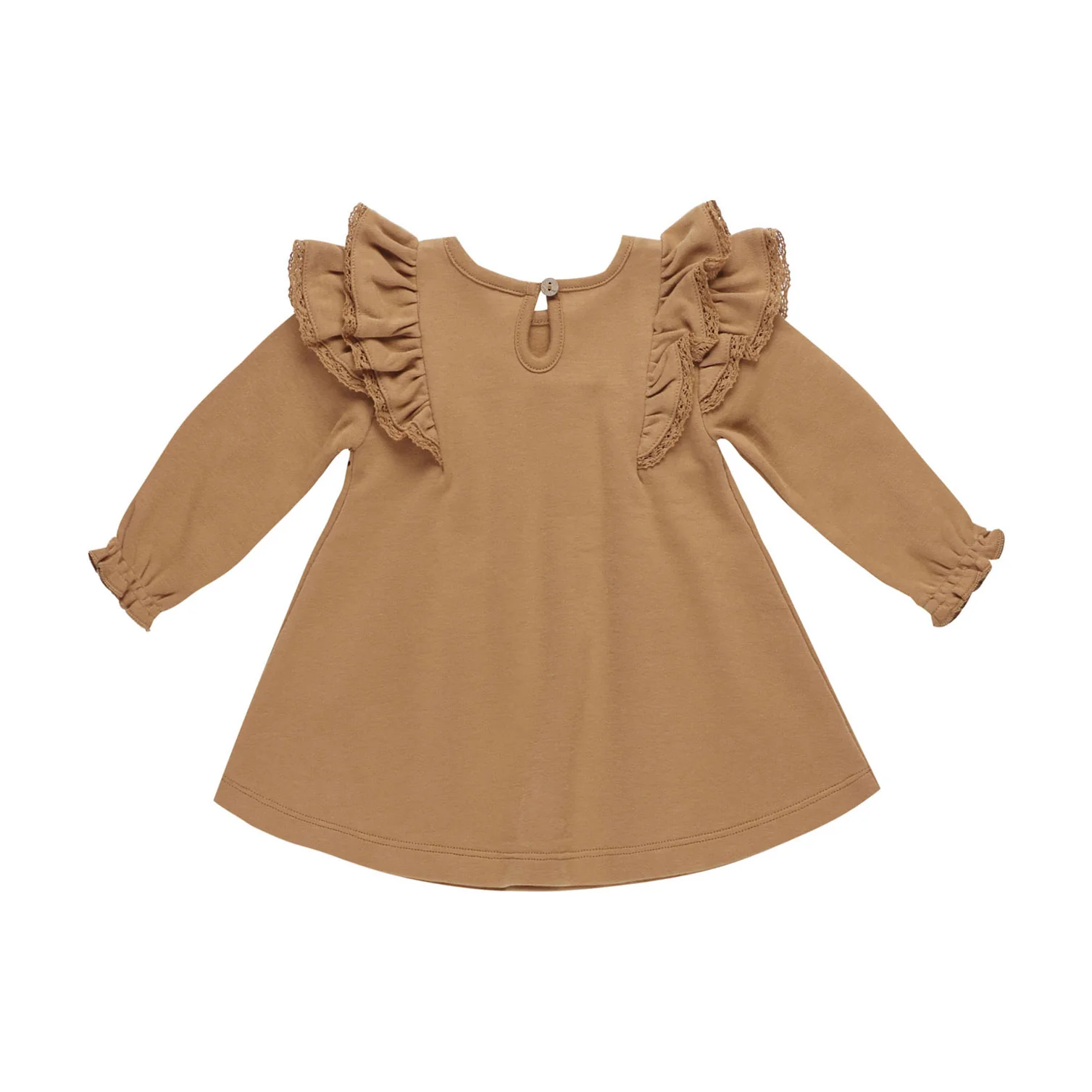 Quincy Mae Golden Long Sleeve Flutter Dress - Image 2